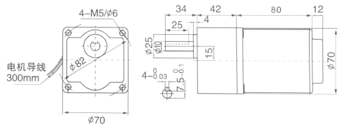 Drawing of 15W Variable Speed Geared Motor