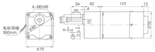 Drawing of 15W Variable Speed Geared Motor with Brake