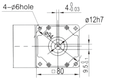 Drawing of 4GN 25W Right Angle Geared Motor with Solid Output Shaft