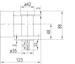 Drawing of 4GN 25W Right Angle Geared Motor with Solid Output Shaft