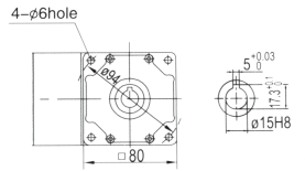 Drawing of 4GN 25W Right Angle Geared Motor with Hollow Output Shaft