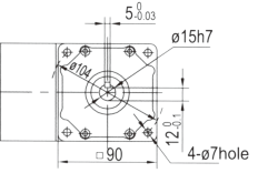 Drawing of 5GU 40W to 140W Right Angle Geared Motor with Solid Output Shaft