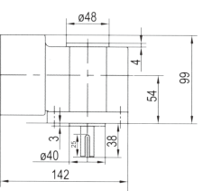 Drawing of 5GU 40W to 140W Right Angle Geared Motor with Solid Output Shaft