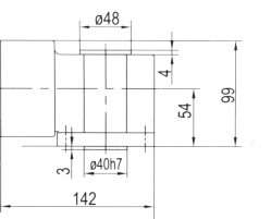 Drawing of 5GU 40W to 140W Right Angle Geared Motor with Hollow Output Shaft