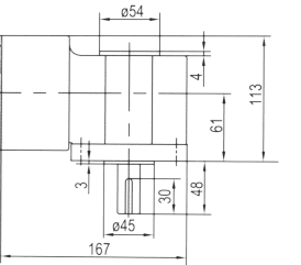 Drawing of 6GU 120W to 300W Right Angle Geared Motor with Solid Output Shaft