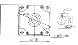 Drawing of 6GU 120W to 300W Right Angle Geared Motor with Hollow Output Shaft