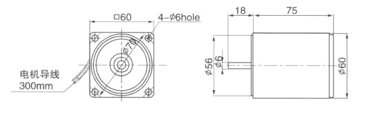 Drawing of 6W Circular Shaft Geared Motor