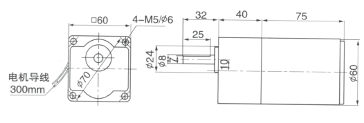 Drawing of 6W Constant Speed Geared Motor