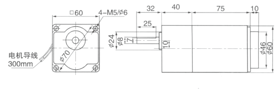 Drawing of 6W Variable Speed Geared Motor