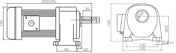 Shaft Size 22mm Medium Gear Motor Horizontal