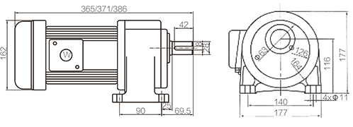 Shaft Size 28mm Medium Gear Motor Horizontal