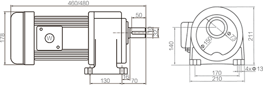 Shaft Size 32mm Medium Gear Motor Horizontal