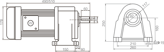 Shaft Size 40mm Medium Gear Motor Horizontal