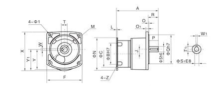 Drawing of GVM Gear Motor Reducer (Gearbox) Vertical